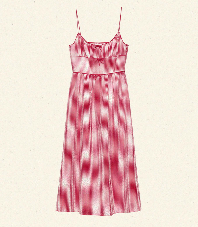 BELLINE DRESS -- ROUGE LA MADDALENA GINGHAM