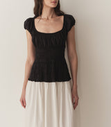 ENYA DRESS -- BLACK AND SALT