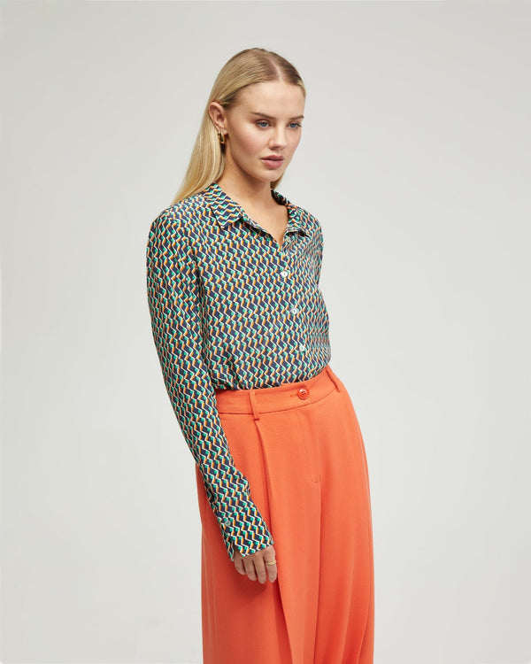 Poppy Zigzag Print Blouse