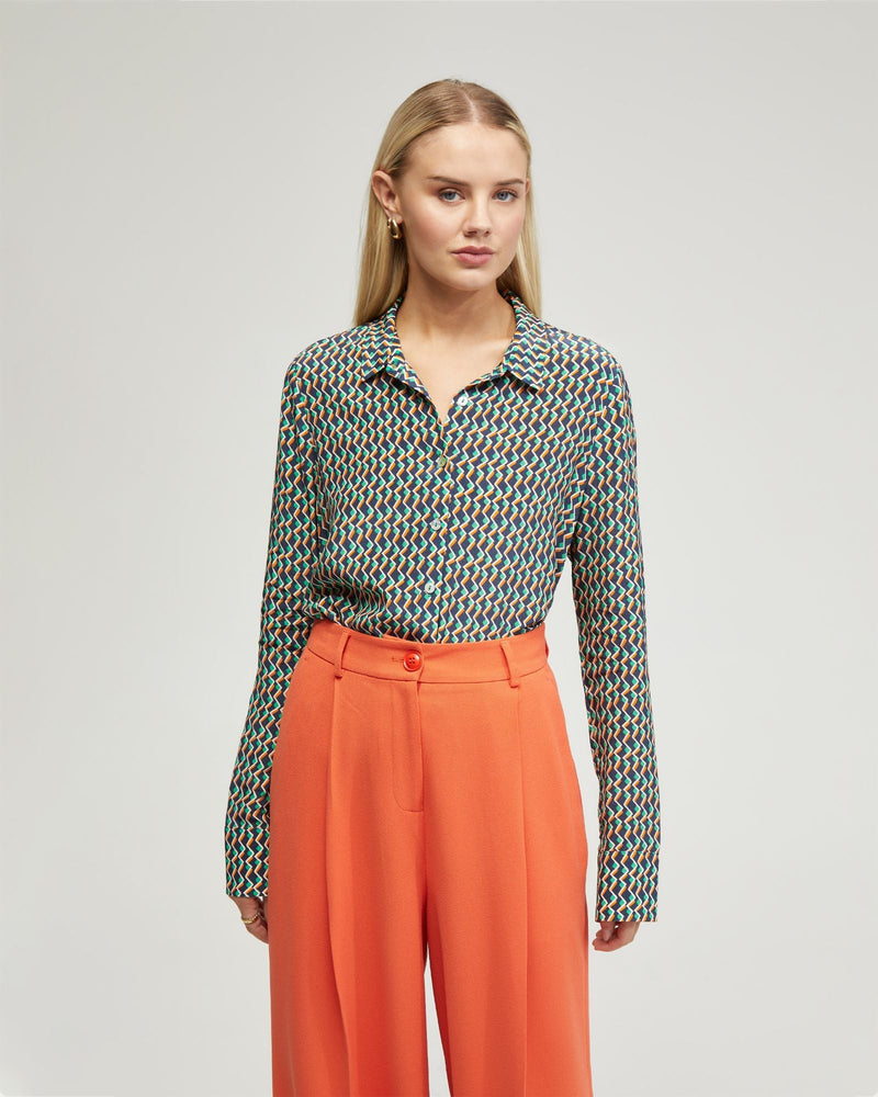 Poppy Zigzag Print Blouse
